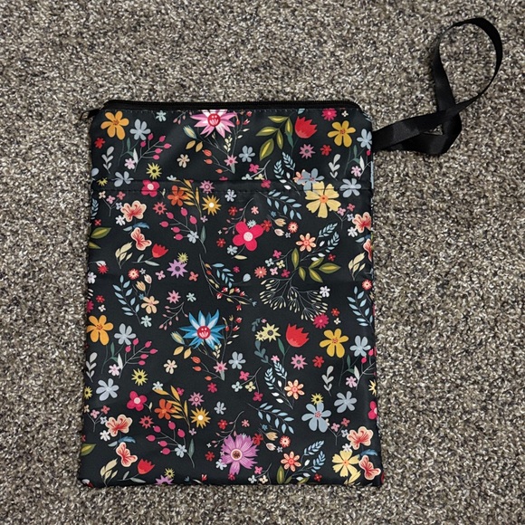 Other - Floral Black book Pouch with Wrist Strap